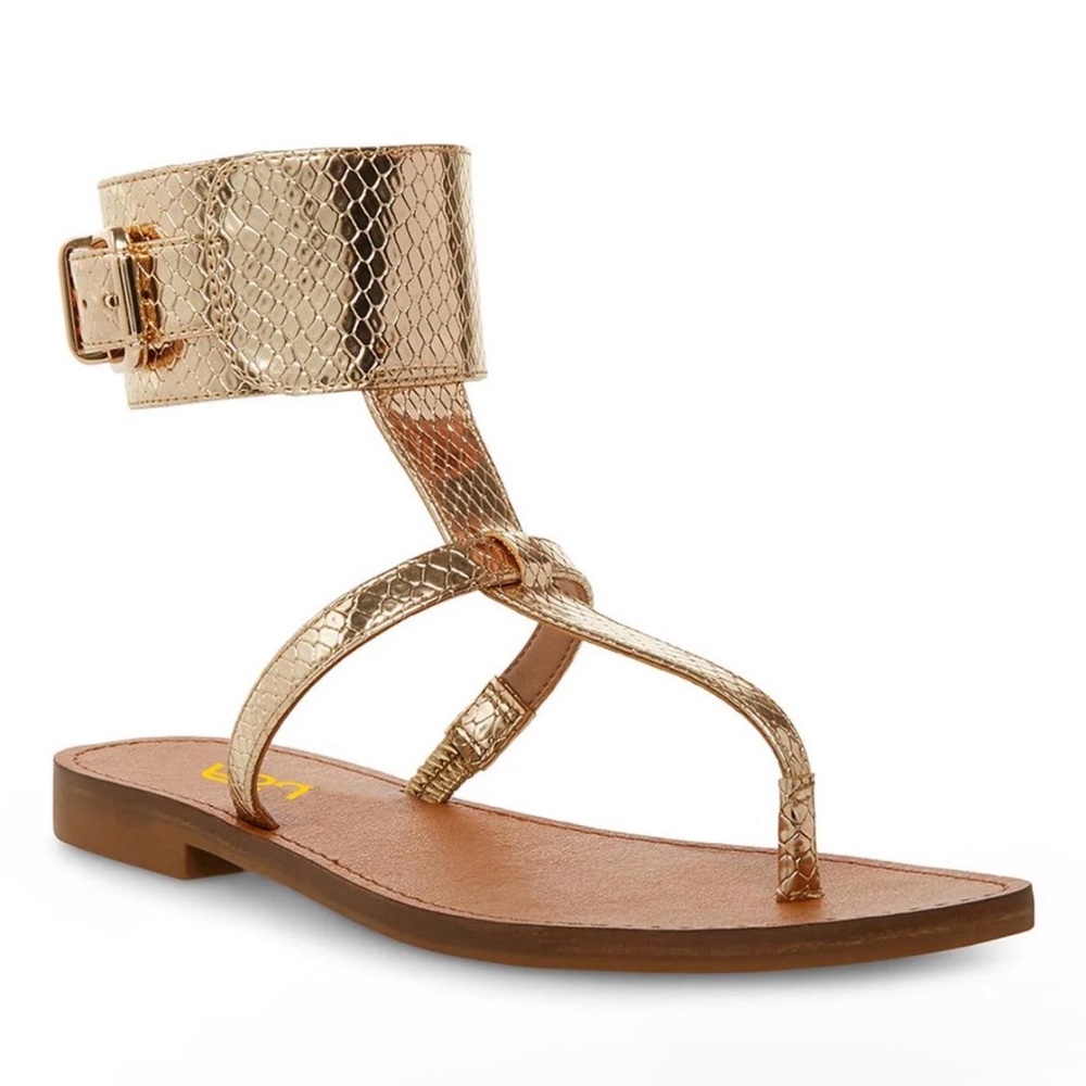 Steve madden Women Split Open Toe Thong Sandals Wide Buckled Ankle Strap 7.5M